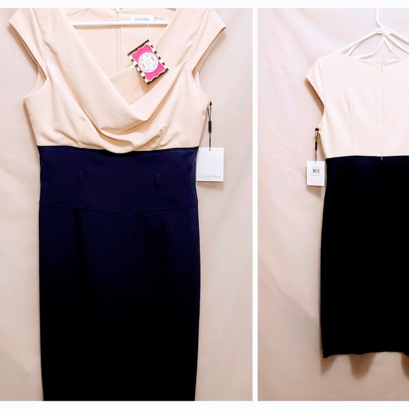 Calvin Klein Dresses & Skirts - Calvin Klein Blouson Dress bone/indigo size 4